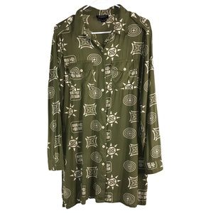 Ashro Olive Geometric Tunic Shirt